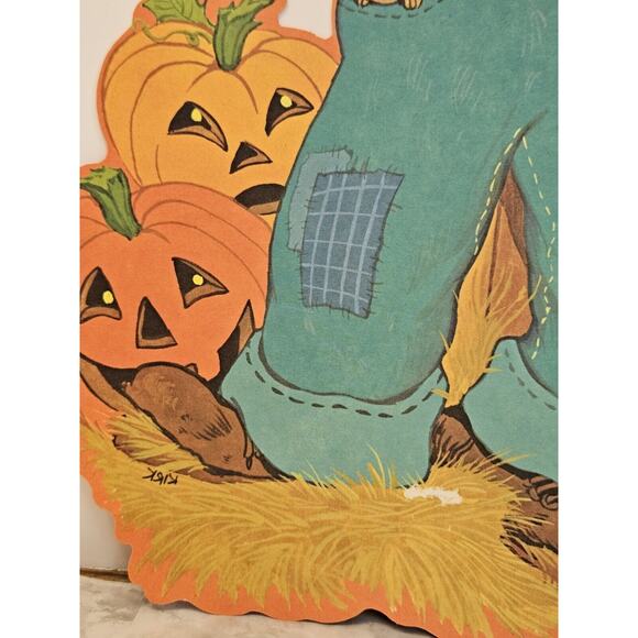 4 VTG KIRK Halloween Paper Die Cut Black Cat Tombstone Witch Werewolf Scarecrow - Picture 16 of 16